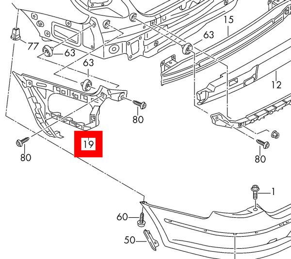 NEW GENUINE VW PASSAT CC 2009-2012 REAR BUMPER MOUNTING BRACKET GUIDE RIGHT O/S 3C8807394B - Image 2