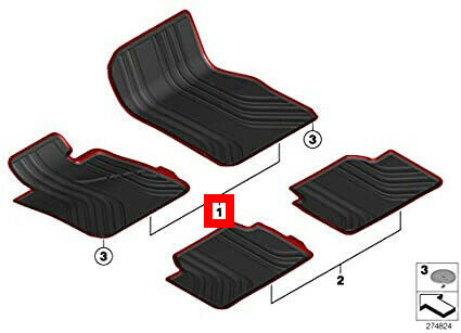 FOR NEW GENUINE BMW 3 SER F30 F31 F34 F80 M3 FRONT ALL WEATHER RUBBER FLOOR MATS LHD - Image 2