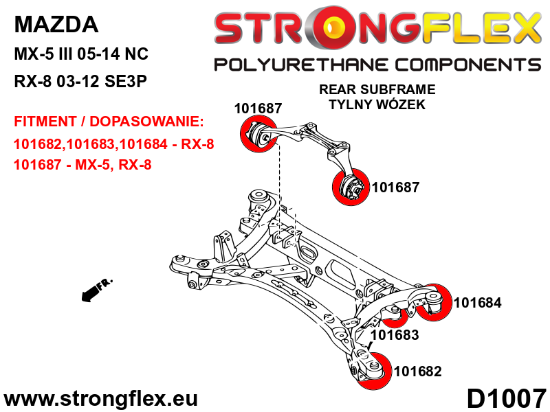 106188A: Rear subframe bush kit SPORT - Image 2