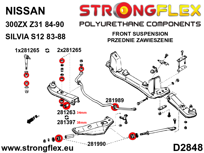 281990A: Front tie bar to chassis bush SPORT - Image 2