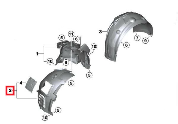 NEW GENUINE BMW 3 4 SERIES M3 M4 F80 FRONT WHEEL FENDER LINER SHIELD SET 51718054279+51718054280 - Image 2