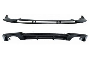 Rear Bumper Valance Diffuser with Front Bumper Add-On Spoiler Lip suitable for Audi A3 8V Facelift (2017-2019) Sedan Cabrio RS3 Design only S-line Bumper Piano Black