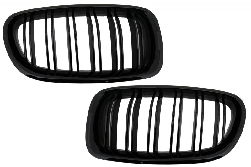 Front Bumper Spoiler Lip with Mirror Covers and Grilles Piano Black suitable for BMW 5 Series F10 F11 Sedan Touring (2015-2017) M-Performance Design - Image 13