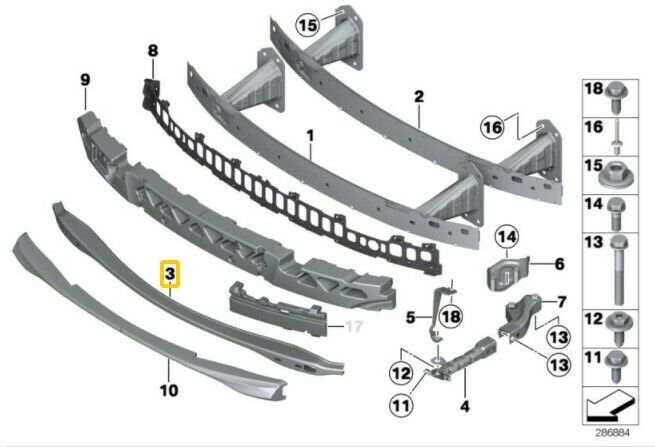 NEW GENUINE BMW 1 3 SERIES CONVERTIBILE COUPE FRONT BUMPER CROSS MEMBER  51117228545 - Image 2