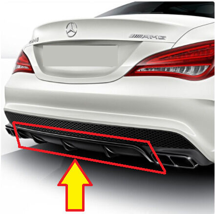 NEW GENUINE MERCEDES BENZ MB CLA CLASS W117 AMG REAR BUMPER DIFFUSER BLACK TRIM A1178852025