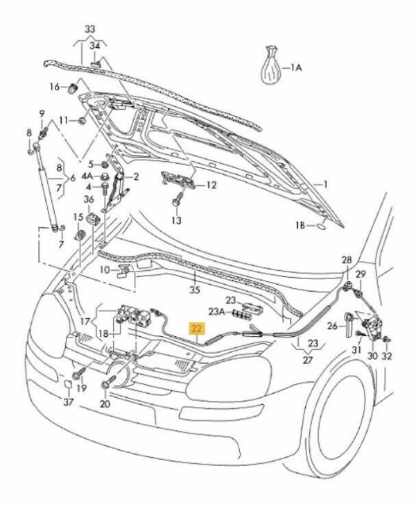 NEW GENUINE VW GOLF 2009-2014 FRONT BONNET RELEASE LID LOCK CABLE RHD 5K2823531A - Image 2