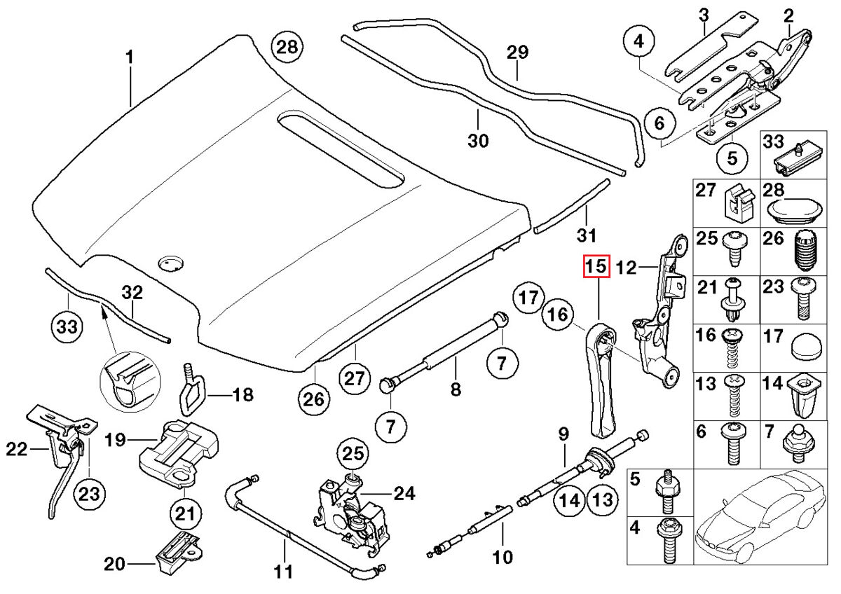 BMW NEW GENUINE 7 SERIES E65 E66 HOOD RELEASE HANDLE 51238240607 - Image 2