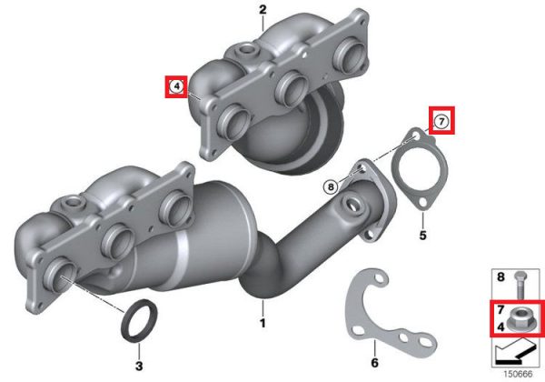 BMW NEW GENUINE E36 E90 E60 F10 EXHAUST MANIFOLD NUT HEX M7 SET OF 16 11721437202 - Image 2