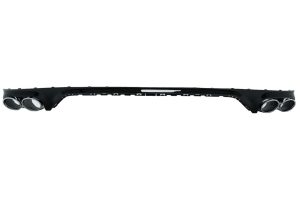 Rear Bumper Spoiler Valance Diffuser Double Outlet suitable for Audi Q8 S-Line (2018-) Silver Tips