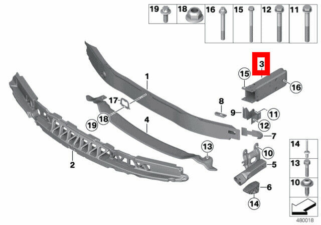 NEW GENUINE BMW M2 F87 M3 F80 M4 F82 FRONT DEFORMATION ELEMENT LEFT N/S 51118057151 - Image 2