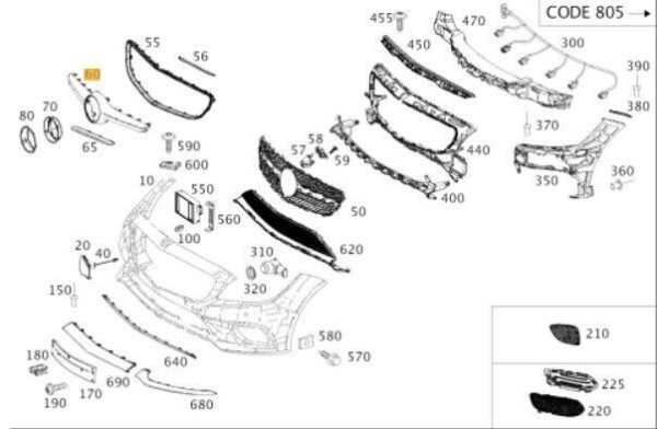 NEW GENUINE MERCEDES BENZ CLS CLASS W218 FRONT CENTER RADIATOR GRILL COVER TRIM A2188851323 - Image 2