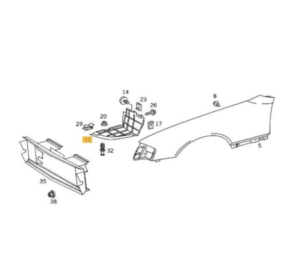NEW GENUINE MERCEDES SL CLASS R129 FRONT WHEEL ARCH HOUSING FRONT PART LEFT N/S A1298840335 - Image 2