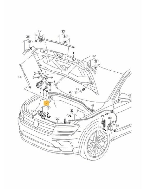NEW GENUINE VOLKSWAGEN TIGUAN 2016-2018 HOOD LOCK LATCH RELEASE 5G1823509D - Image 2
