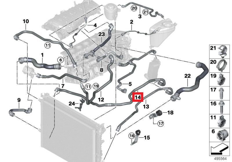 NEW GENUINE BMW G30 G31 G32 G11 ENGINE COOLANT RADIATOR HOSE PIPE 17128670995 - Image 2