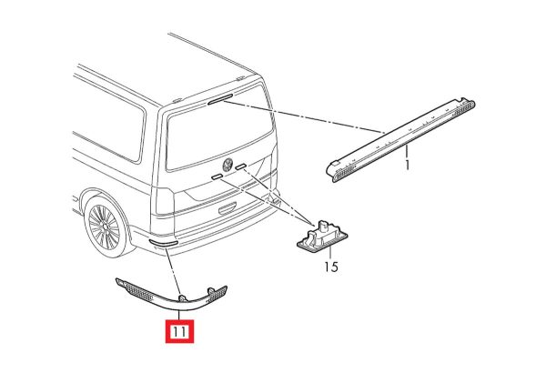 NEW GENUINE VOLKSWAGEN TRANSPORTER T6 REAR RIGHT O/S BUMPER REFLECTOR 7E0945106E - Image 2
