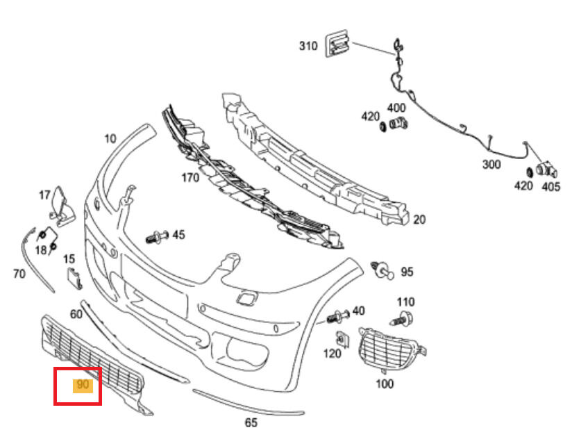 NEW GENUINE MERCEDES BENZ MB A CLASS W169 FRONT BUMPER CENTER GRILLE A1698850023 - Image 2