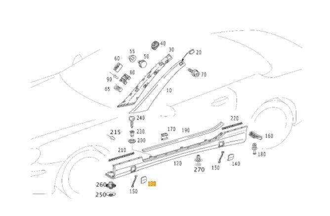 NEW GENUINE MERCEDES SL CLASS R230 SIDE SKIRT FRONT COVER CAP PRIMED RIGHT O/S A23069810309999 - Image 2