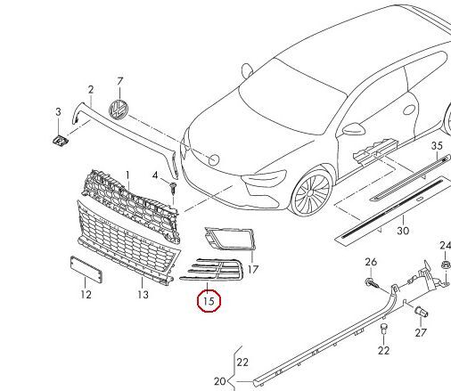 NEW GENUINE VW SCIROCCO R 2015-2018 BUMPER LOWER GRILL LEFT RIGHT SET 2PCS 1K8854662A041+1K8854661A041 - Image 3