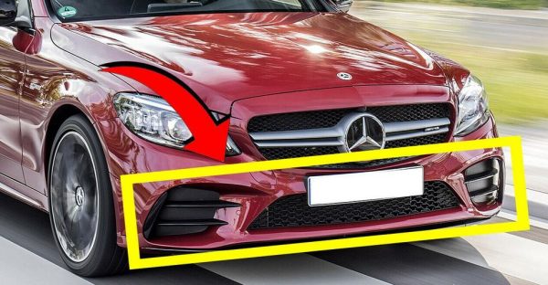 NEW GENUINE MERCEDES MB C-CLASS W205 FRONT AMG BUMPER LOWER AND SIDE GRILLE SET - Image 2