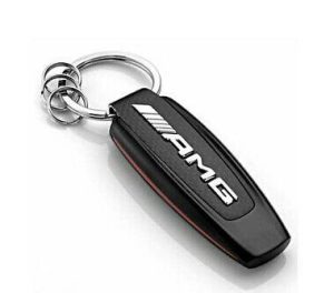 NEW GENUINE MERCEDES BENZ AMG STAINLESS STEEL BLACK CARBON KEYCHAIN B66953338