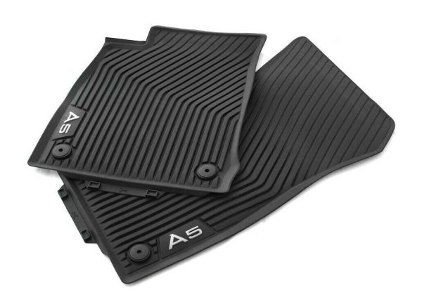 NEW GENUINE AUDI A5 RS5 2017- FRONT BLACK RUBBER ALL WEATHER FLOOR MATS LHD 8W7061501041
