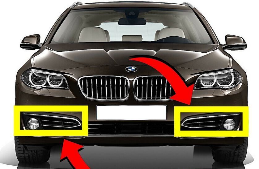 NEW GENUINE BMW 5 SER F10 F11 LCI M SPORT FRONT BUMPER FOG LIGHT TRIM PAIR SET - Image 3