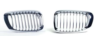 NEW GENUINE BMW 3' E46 COUPE 97-03 FRONT BUMPER KIDNEY GRILLES CHROME PAIR SET