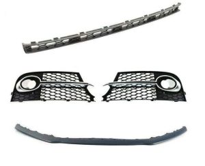 NEW GENUINE AUDI TT MK2 11-14 FRONT S-LINE BUMPER GRILLE SET WITH SPOILER LIP