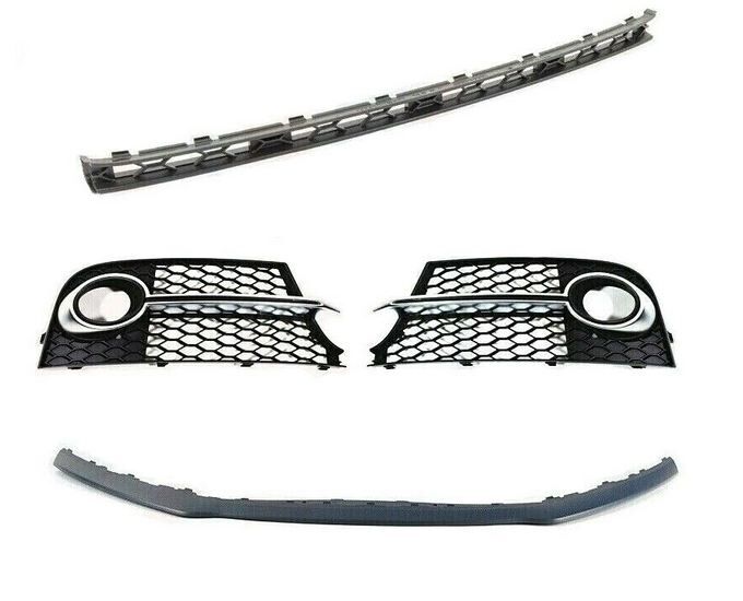 NEW GENUINE AUDI TT MK2 11-14 FRONT S-LINE BUMPER GRILLE SET WITH SPOILER LIP