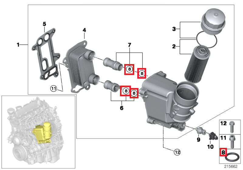 NEW GENUINE BMW N47 OIL COOLER SEAL O-RING GASKET 25X3,8 11428506412 - Image 2