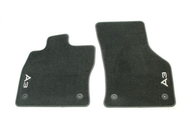 FOR NEW GENUINE AUDI A3 2021- FRONT PREMIUM BLACK TEXTILE FLOOR MATS LHD
