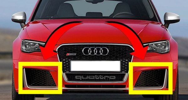 NEW GENUINE AUDI RS3 15-17 FRONT BUMPER LOWER LEFT + RIGHT AIR VENT GRILLS BLACK - Image 3