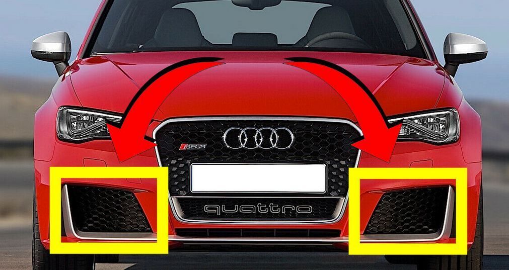 NEW GENUINE AUDI RS3 15-17 FRONT BUMPER LOWER LEFT + RIGHT AIR VENT GRILLS BLACK - Image 3