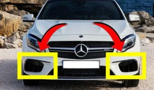NEW GENUINE MERCEDES BENZ X156 GLA45 FRONT AMG BUMPER SIDE OUTER GRILL PAIR SET