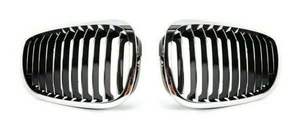 NEW GENUINE BMW 3 SERIES E46 FRONT BUMPER KIDNEY GRILLE CHROME PAIR SET