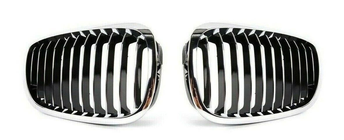 NEW GENUINE BMW 3 SERIES E46 FRONT BUMPER KIDNEY GRILLE CHROME PAIR SET