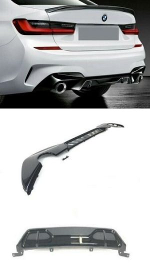 BMW NEW GENUINE 3 G20 G21 M PERFORMANCE REAR TRIM AND DIFUSSER BLACK KIT SET