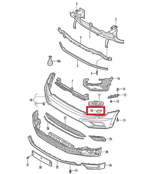 NEW GENUINE VOLKSWAGEN TIGUAN ALLSPACE HEADLIGHT WASHER COVER CAP RIGHT O/S 5NN807938GRU - Image 2