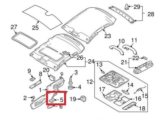NEW GENUINE AUDI A4 B6 B9 Q5 SUN VISOR CLIP HOLDER 8W0857562AJ50 - Image 2