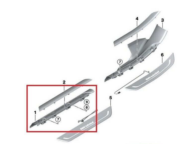 NEW GENUINE BMW 7 SERIES G11 G12 COVER MOLDING SILL INNER FRONT RIGHT 51477390770 - Image 2