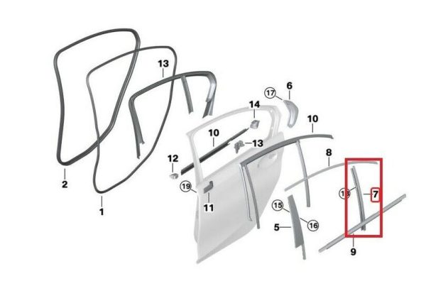 NEW GENUINE BMW 3 SERIES G20 REAR DOOR WINDOW GUIDE WEB COVER LEFT N/S 51357407429 - Image 2