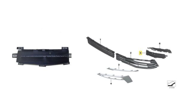 NEW GENUINE BMW 5 SERIES G30 G31 FRONT BUMPER INNER GRILL COVER RIGHT OS 51117385264 - Image 2