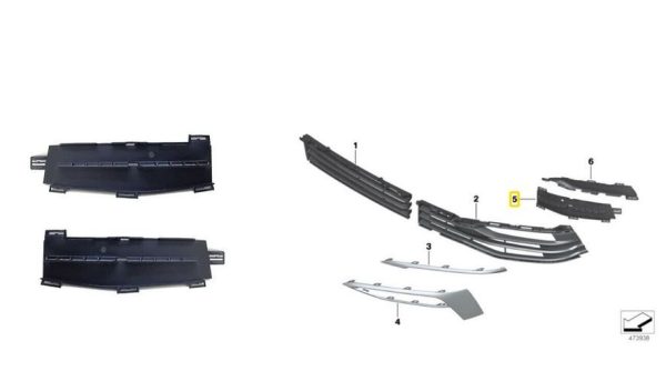 NEW GENUINE BMW 5 SERIES G30 G31 FRONT BUMPER INNER GRILL COVERS PAIR SET NS+OS 51117385263 + 51117385264 - Image 2