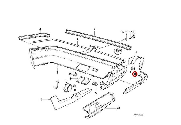 NEW GENUINE BMW 5 SERIES E34 REAR BUMPER RUBBING STRIP MOULDINGS PAIR SET NS+OS 51121944185 + 51121944186 - Image 5
