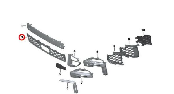 NEW GENUINE BMW X5 SERIES G05 M FRONT BUMPER LOWER CENTER GRILL 51118069211 - Image 2