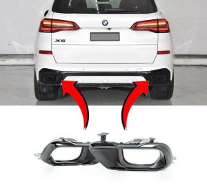 NEW GENUINE BMW X5 SERIES G05 M EXHAUST TAILPIPE SHADOW LINE TRIMS PAIR SET 51128078669 + 51128078670