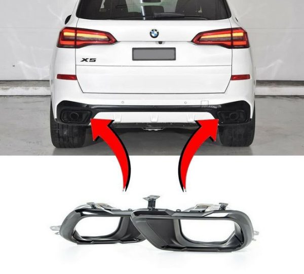 NEW GENUINE BMW X5 SERIES G05 M EXHAUST TAILPIPE SHADOW LINE TRIMS PAIR SET 51128078669 + 51128078670