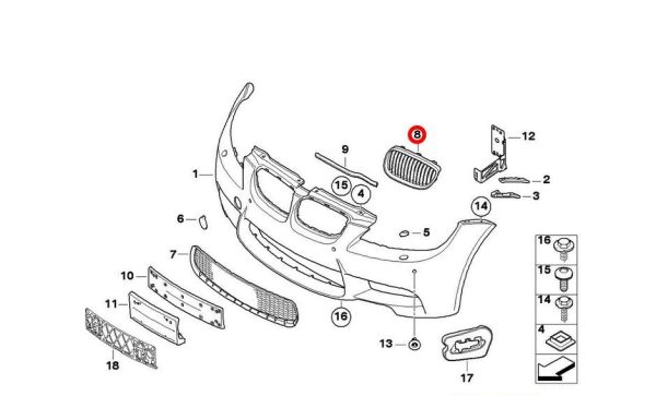 NEW GENUINE BMW 3 SERIES E92 E93 KIDNEY PERFORMANCE GRILL BLACK LEFT N/S 51712158985 - Image 8