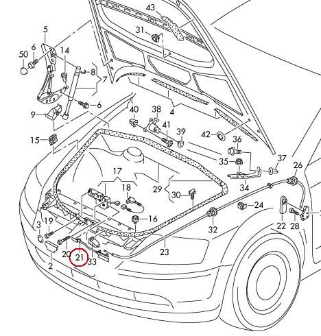NEW GENUINE VW PHAETON 2002 - 2016 FRONT LHD BONNET RELEASE LID LOCK CABLE 3D1823531F - Image 2