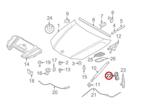 GENUINE BMW 1 3 6 X1 SERIES ENGINE HOOD BONNET OPENING LEVER 51237058117 - Image 4